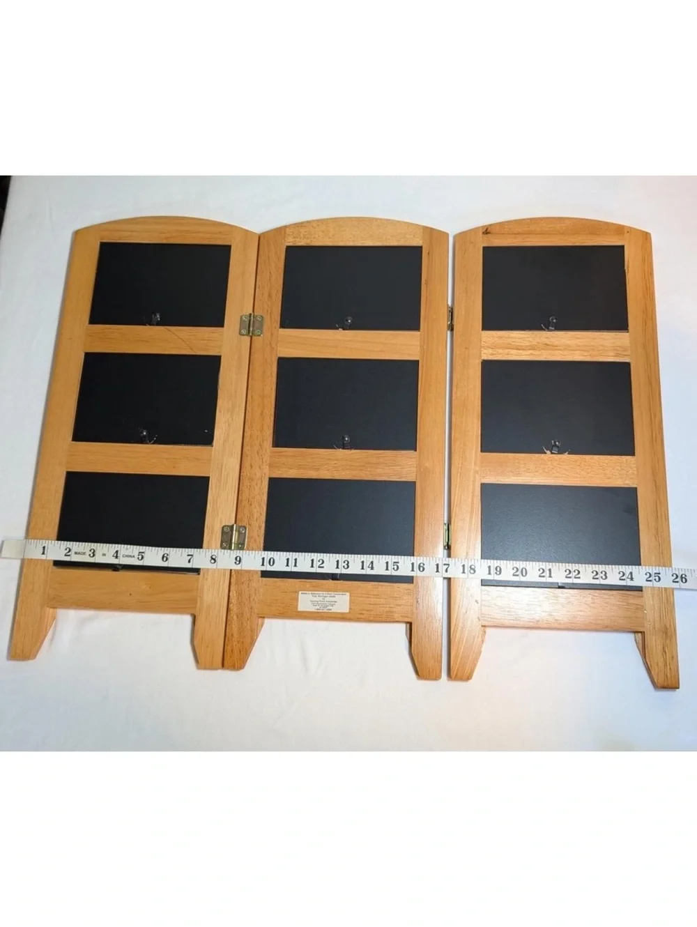 Turning Point Industries Vintage Wooden Tri-Fold 4x6” 9-Photo Frame Display